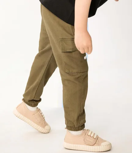 Vista 6 de Feidoog Pantalones deportivos de algodón sólido con cintura elástica para niños pequeños, paquete de 23