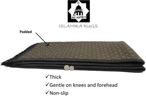 Vista 3 de Alfombra de Oración Musulmana Islamika - Sajadah Grande y Gruesa para Niños, Hombres y Mujeres con Cuentas de Oración Islámicas para Eid, Viaje