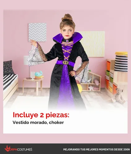 Vista 4 de Morph, Vampire Costume for Girls, Halloween Costumes for Kids Morado