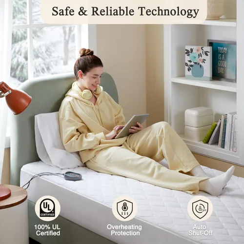 Vista 5 de Beautyrest - Funda calefactable para colchón de mezcla de algodón con tecnología de confort seguro - Funda eléctrica acolchada de lujo con bolsillo