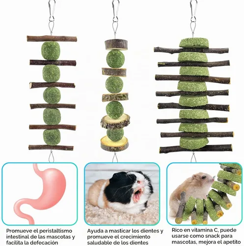 Vista 3 de ERKOON Juguetes masticables de conejo, juguetes masticables de conejo para rechinar los dientes, mejorar la salud dental, 100% madera de manzana