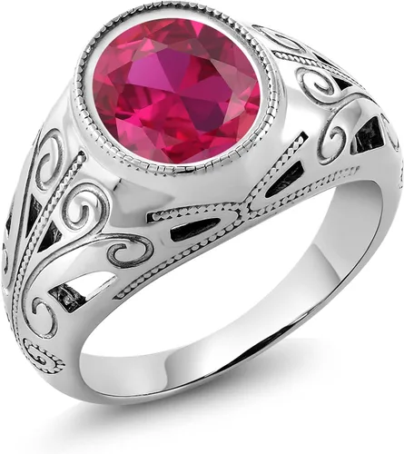 Vista 18 de Gem Stone King Anillo de piedra natal ovalada para hombre 925 plata esterlina Oval 12X10MM Disponible en tallas 7, 8, 9, 10, 11, 12, 13 Púrpura