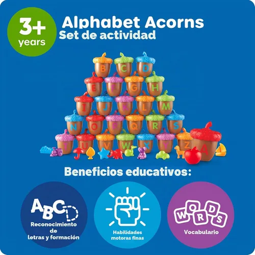 Vista 6 de Learning Resources Juego de Actividades de Bellotas del Alfabeto - Rompecabezas ABC, Actividades de Aprendizaje Preescolar, Materiales de Terapia