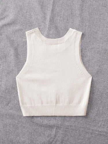 Vista 2 de Verdusa Suéter de punto sin mangas con cuello redondo para mujer