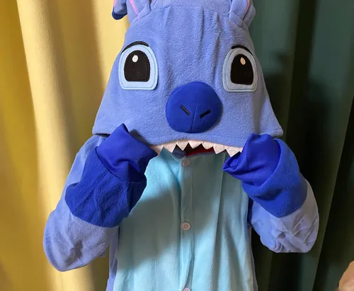 Vista 7 de Pijama de animal para adultos, con puntada, para cosplay, ropa para el hogar, color azul