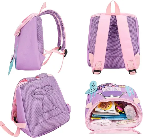 Vista 6 de Bluboon Mochila para niños pequeños para niñas, mochila preescolar 3D, mochila escolar para niños pequeños