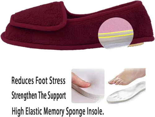 Vista 15 de Git-up -Pantuflas para mujer con diabetes/artritis/edema, cierre ajustable, espuma viscoelástica, punta abierta, extra ancha