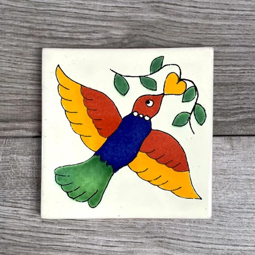 Vista 8 de Juego mixto de 4 posavasos mexicanos para azulejos