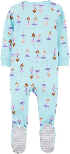 Vista 2 de Simple Joys by Carter's Girls 3-pack Snug Fit Footed Cotton Pajamas