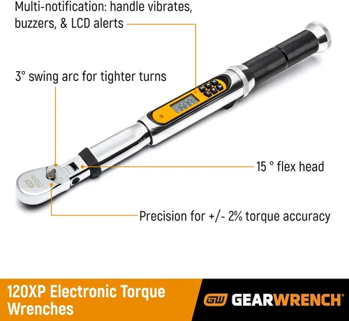 Vista 3 de GEARWRENCH Llave dinamométrica electrónica de cabeza flexible de 3/8 "Drive 120XP con ángulo - 85195