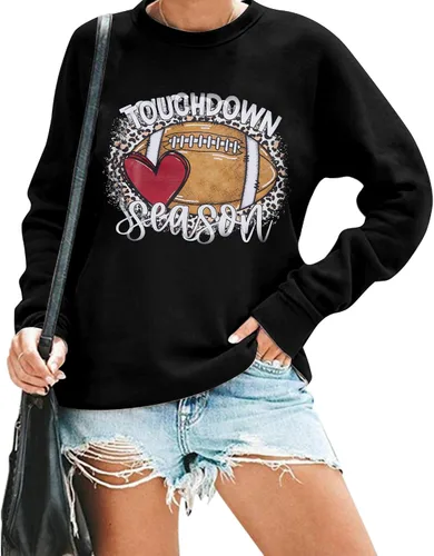 Vista 4 de MNLYBABY Touchdown Season Football Sweatshirt Women Game Day Football Pullover Shirts Football Event Sweatshirt