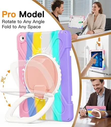 Vista 2 de BATYUE Funda para iPad de 9ª, 8ª y 7ª generación (funda resistente para iPad de 10.2 pulgadas 2021/2020/2019) con protector de pantalla, soporte
