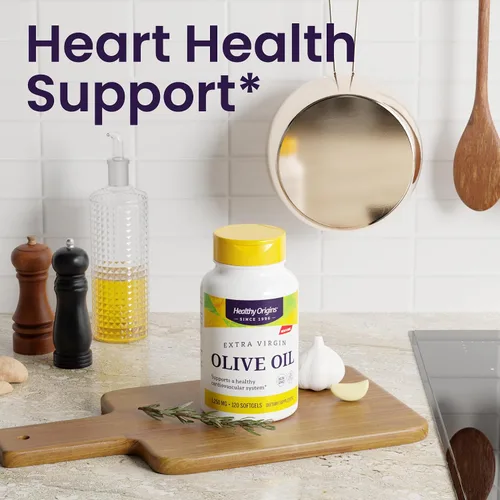 Vista 4 de Healthy Origins Aceite de oliva, 1250 mg - Suplemento para la salud del corazón con aceite de oliva virgen extra orgánico prensado en frío