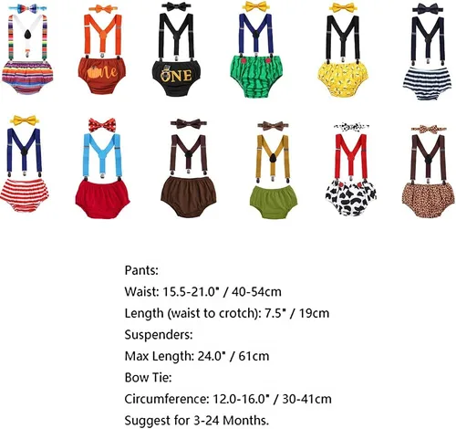 Vista 5 de Conjunto de 3 piezas de ropa para bebés y niños de 1 2 cumpleaños para fiesta de fotografía