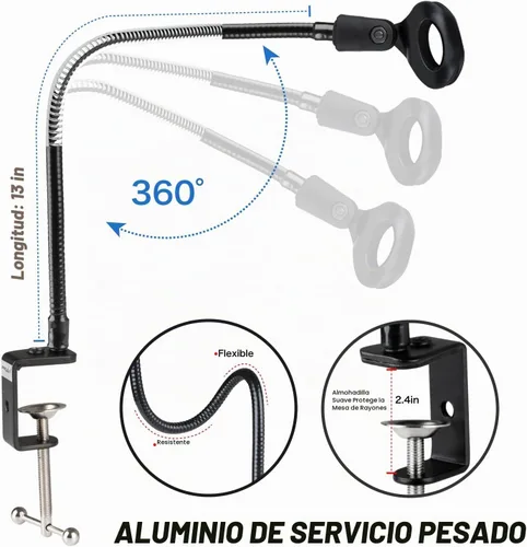 Vista 7 de Soporte de micrófono de cuello de cisne flexible de 13 pulgadas