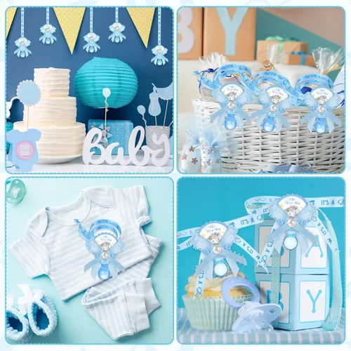 Vista 6 de Remuuly 60 piezas de chupetes de baby shower, lindo elefante acrílico, chupete de regalo de fiesta, chupetes para niñas, niños, baby shower, fiesta