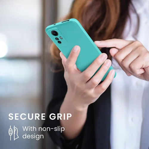Vista 4 de kwmobile Funda para Xiaomi Redmi Note 12S - Cubierta trasera de TPU suave - con aspecto metálico - verde menta metálico