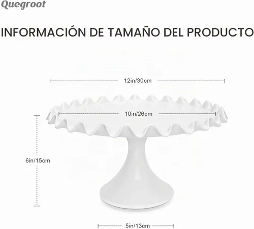 Vista 4 de Soporte redondo de porcelana para tartas de 12 pulgadas, soporte de postre blanco para bodas, fiestas de cumpleaños