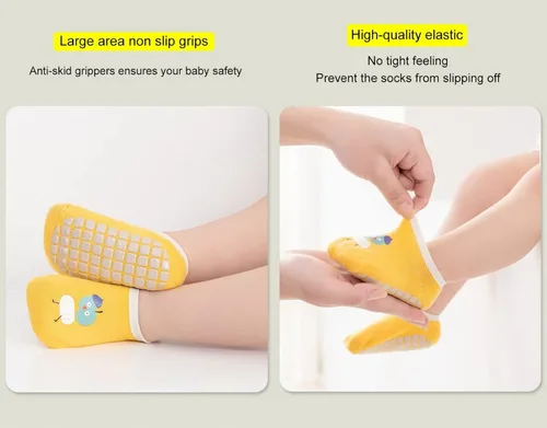 Vista 2 de Calcetines antideslizantes para bebé, calcetines antideslizantes para niñas, niños y recién nacidos, 6 pares