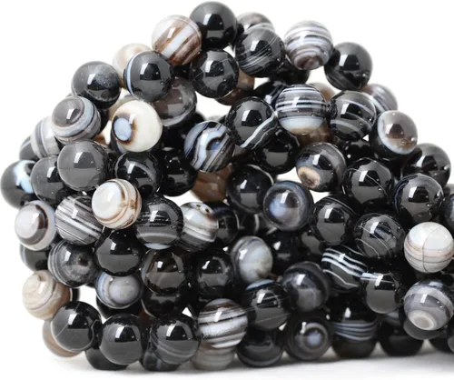 Vista 12 de Cuentas redondas sueltas de ágata estilo antiguo vena de dragón de 6mm, cuentas para diseño de joyas, 60 cuentas Ágata de vena de dragón