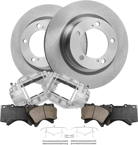 Vista 18 de Detroit Axle - Juego de 6 piezas de rotores de disco de freno delantero + pastillas de freno cerámicas de repuesto para Land Rover LR3 Range Rover