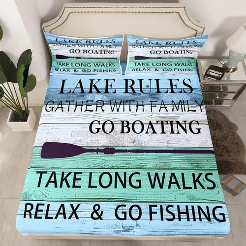 Vista 13 de Erosebridal Fishing Fitted Sheet Twin for Boys, Big Pike Fish Black Bed Sheets for Rustic Farmhouse Lake House Decor, Fishing Bedding Set Marine