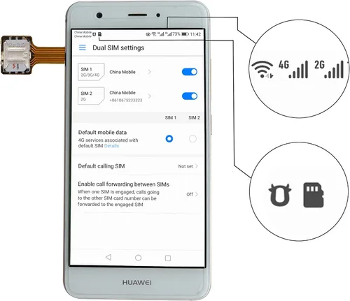 Vista 5 de Adaptador Dual SIM Nano SD (2 piezas) para Samsung Huawei Xiaomi Lenovo, extensor ultra delgado de oro SIM para teléfono inteligente Android