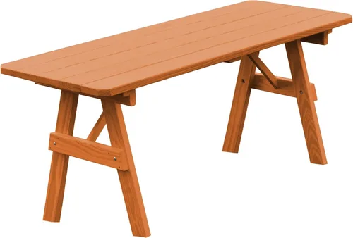 Vista 7 de Furniture Barn USA Mesa tradicional de pino tratado a presión de 4 pies, tinte de cedro mancha de cedro