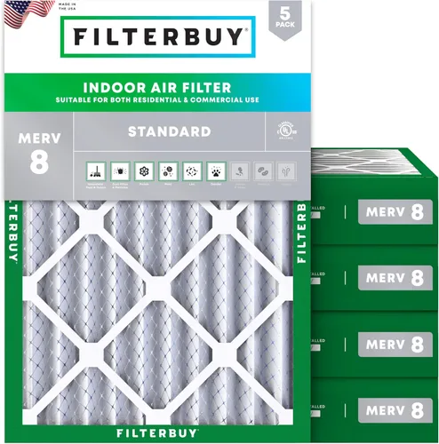 Vista 11 de Filterbuy Filtro de aire de 8 x 14 x 1 pulgadas MERV 8, protección contra el polvo (paquete de 5), filtros de aire de repuesto plisados HVAC