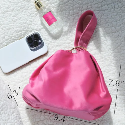 Vista 3 de Bolso de mano pequeño de terciopelo con asa superior para mujer