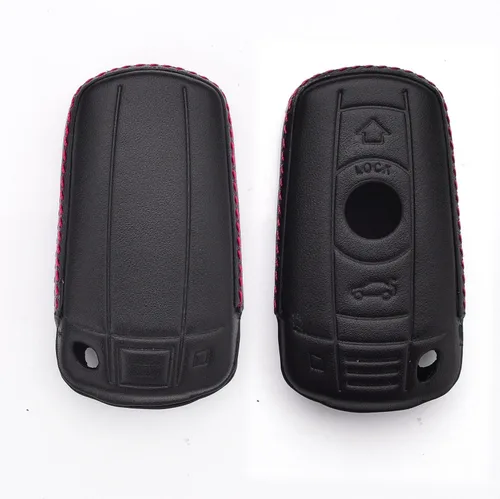Vista 3 de Funda de cuero genuino para llavero para hombres y mujeres para BMW 3 Series 5 Series 6 Series M3 M5 X1 X5 X6 Z4, estuche para llave remota de coche