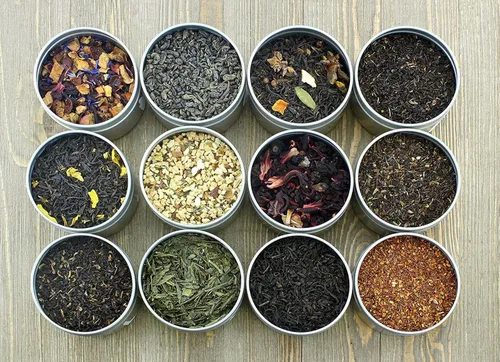 Vista 2 de Solstice Loose Leaf Tea Ultimate Sampler Feat. 12 té; té verde Sencha y pólvora, té negro Masala Chai, té de hierbas Rooibos y más! Aproximadamente