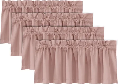 Vista 25 de H.VERSAILTEX Cenefas de cortina 100% opacas para ventanas, 2 paneles con aislamiento térmico, bolsillo para barra, pequeña cenefa corta para cocina