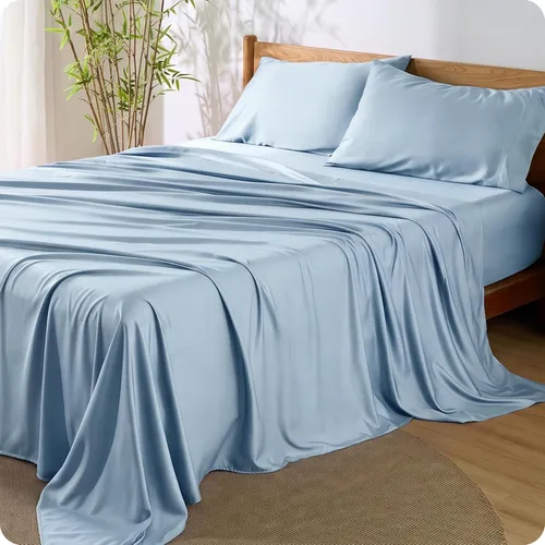 Vista 39 de Bedsure PureWoven 100% rayón derivado de bambú, sábanas de cama individual 01 - Gris oscuro