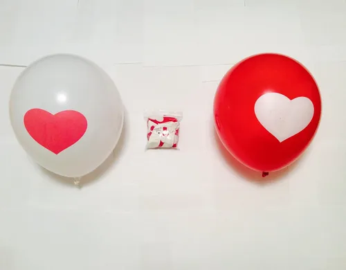 Vista 3 de Globos de boda, globos de corazón, globos en forma de corazón, decoraciones de boda, rojo y blanco, cantidad 20