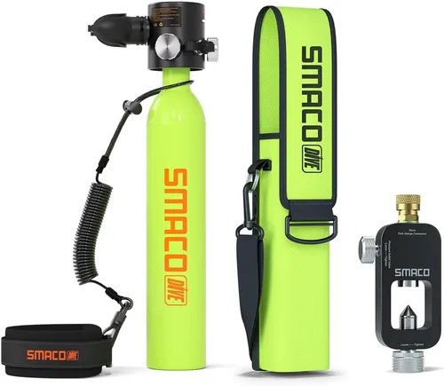 Vista 8 de SMACO Botella de buceo Mini Tanque 0.5L Buceo Botella Soporta 6-10 Minutos Buceo para Buceo o como Botella de Aire de Repuesto
