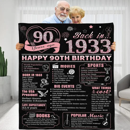 Vista 28 de Back in 1933 - Manta de cumpleaños personalizada para abuela, abuelo, ideas de regalos de cumpleaños para esposa, marido, mamá, papá, amigos, manta