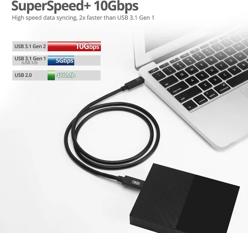 Vista 3 de SIIG Cable USB 3.1 tipo C Gen 2 4K60Hz 100W PD 10Gbps USB-IF certificado Thunderbolt 3 puerto compatible con MacBook Pro y otros dispositivos tipo