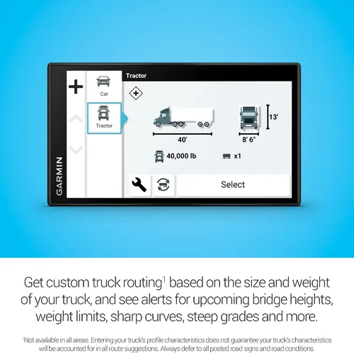 Vista 4 de Garmin dzl OTR610, navegador GPS grande, fácil de leer de 6 ', enrutamiento personalizado de camiones, imágenes satelitales Birdseye de alta