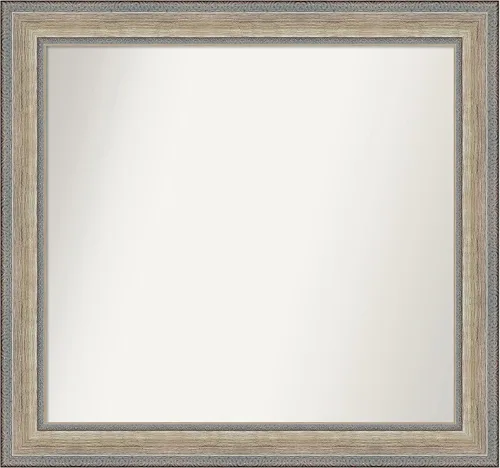 Vista 527 de Amanti Art Espejo de baño plateado para sobre el fregadero, 28 x 37 pulgadas, elegante espejo rectangular de peltre cepillado, marco de madera