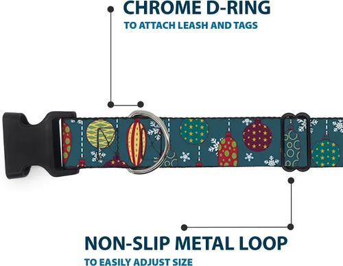 Vista 5 de buckle-down 9 – 15" Navidad Ornamentos/copos de nieve azul/blanco/multi color de plástico Clip Collar, Small
