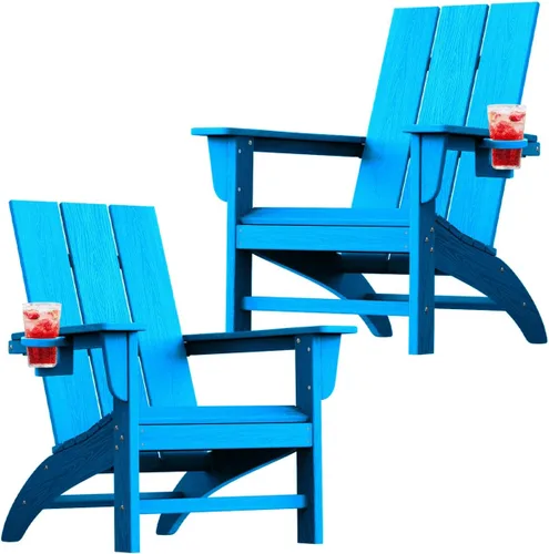 Vista 12 de Silla Adirondack moderna, sillas de patio de plástico HDPE para todo tipo de clima, silla para hoguera, sillas de césped al aire libre para terraza