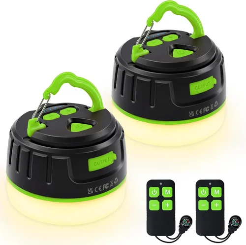 Vista 10 de Sinvitron - Linterna LED para campamento recargable con control remoto - 1000 lúmenes, 150 horas de duración, luz para tienda de campaña, 5200 mAh