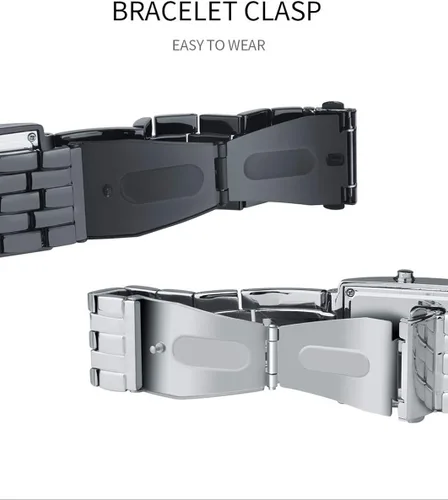 Vista 6 de FANMIS Reloj de pulsera rectangular de cuarzo de acero inoxidable con LED binario para hombre