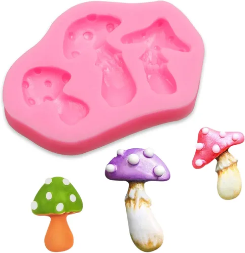 Vista 8 de Molde de silicona en forma de hongo en forma de hongo, molde para llavero de verduras para dulces, chocolate, decoración de pasteles, dulces