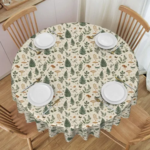 Vista 22 de Mantel redondo de 60 x 60 pulgadas con diseño de campanas de Navidad, de poliéster, resistente a las manchas y a las arrugas, mantel para cocina