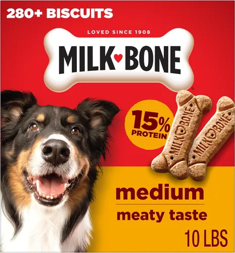 Vista 16 de Milk-Bone Original Dog Treats Galletas para perros grandes, 24 libras (paquete de12) 24 onzas. cajas, sabor carnoso que menea la cola, 15%