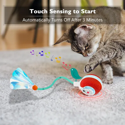 Vista 5 de YVE LIFE Pelota de juguetes interactiva para gatos de interior, [2025 recientemente actualizada] Pelota de gato ágil en movimiento con cola de malla