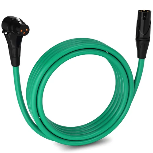 Vista 166 de LyxPro Cable de micrófono XLR hembra a macho de ángulo recto de 3 pines de 1.5 pies para altavoces amplificados, interfaz de audio, rendimiento