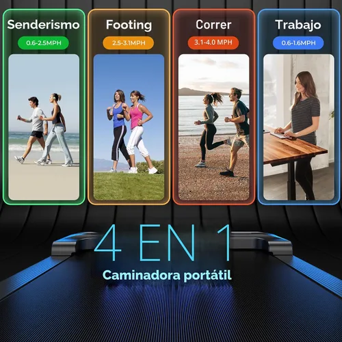 Vista 5 de Walking Pad Treadmill for Home - Under Desk Treadmills Mini Portable Walking Running Machine Slim Compact Small Lightweight Motorized Electric Negro